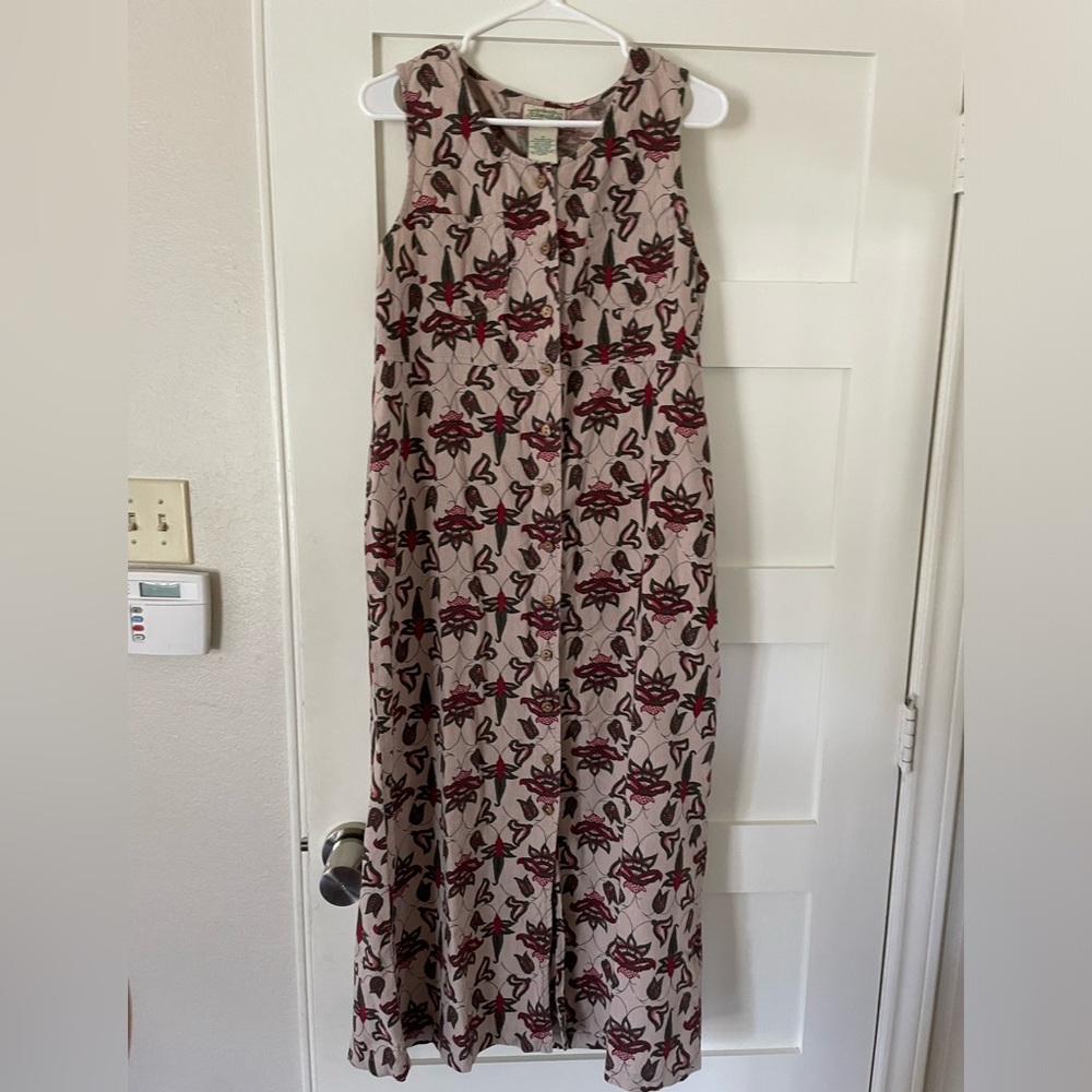 St. John's Bay Floral Midi Dress - Cream and Red